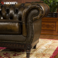 HAOSEN B264 european style living room sofa 1+2+3 half leather sectional sofa set